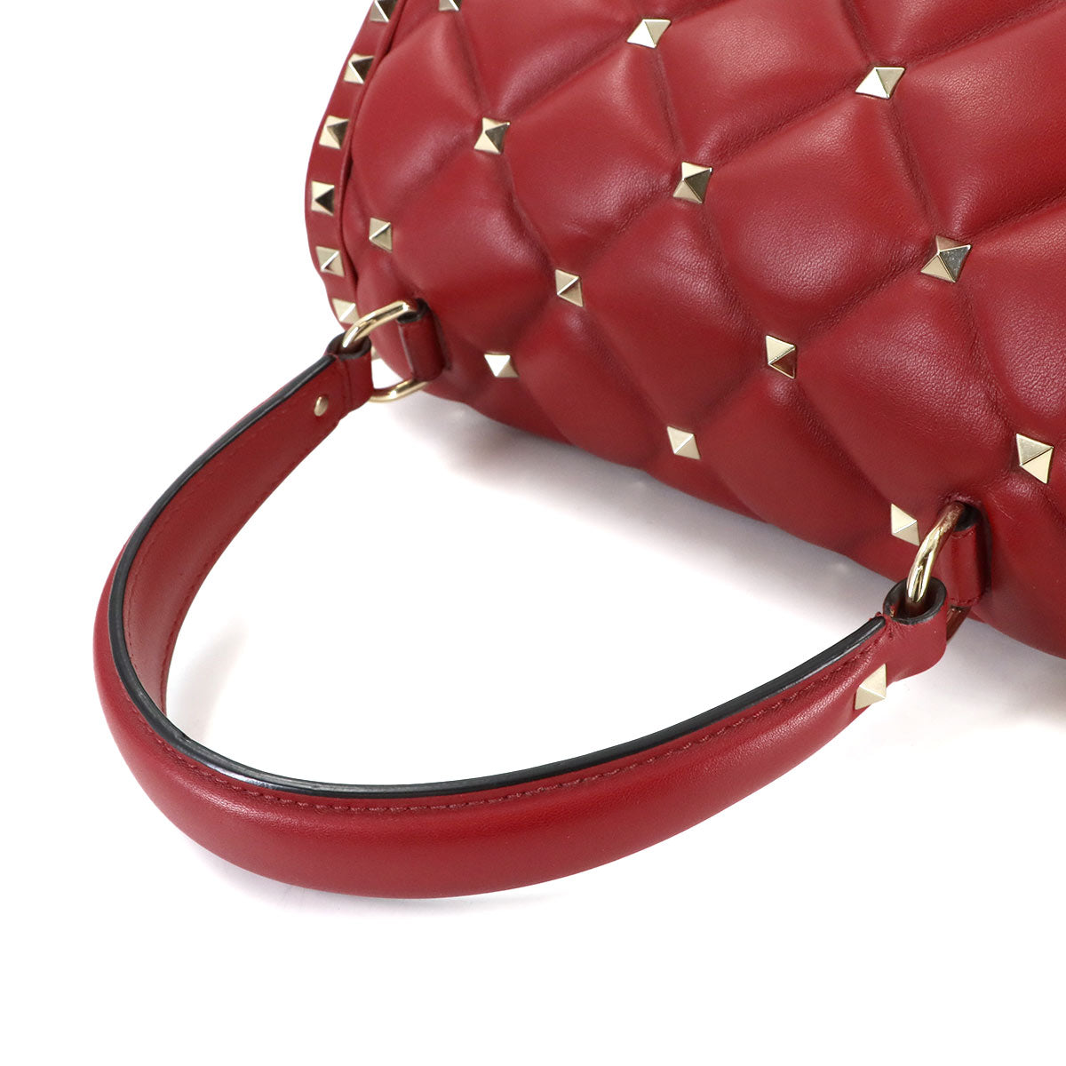 Candy Studs Hand Shoulder Bag Leather Red