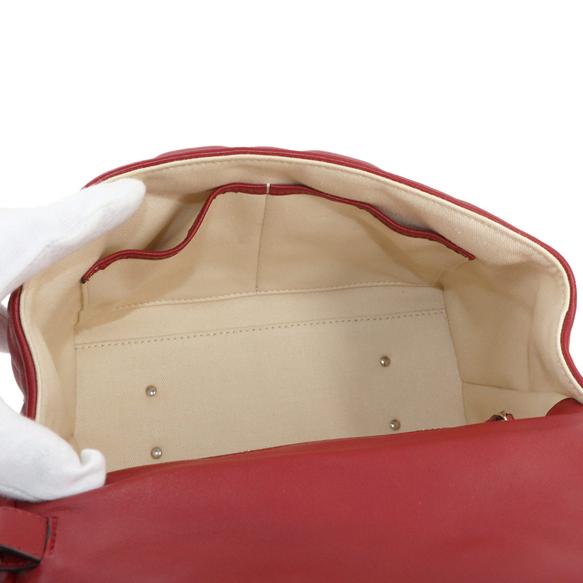 Candy Studs Hand Shoulder Bag Leather Red