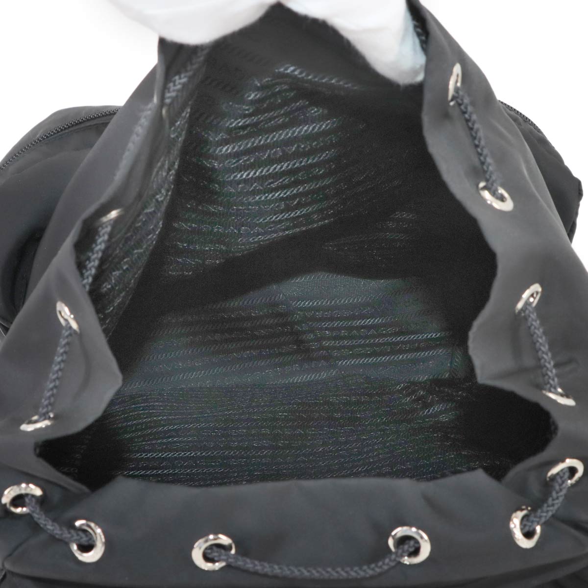 Backpack Nylon Saffiano leather Black V164 Purse