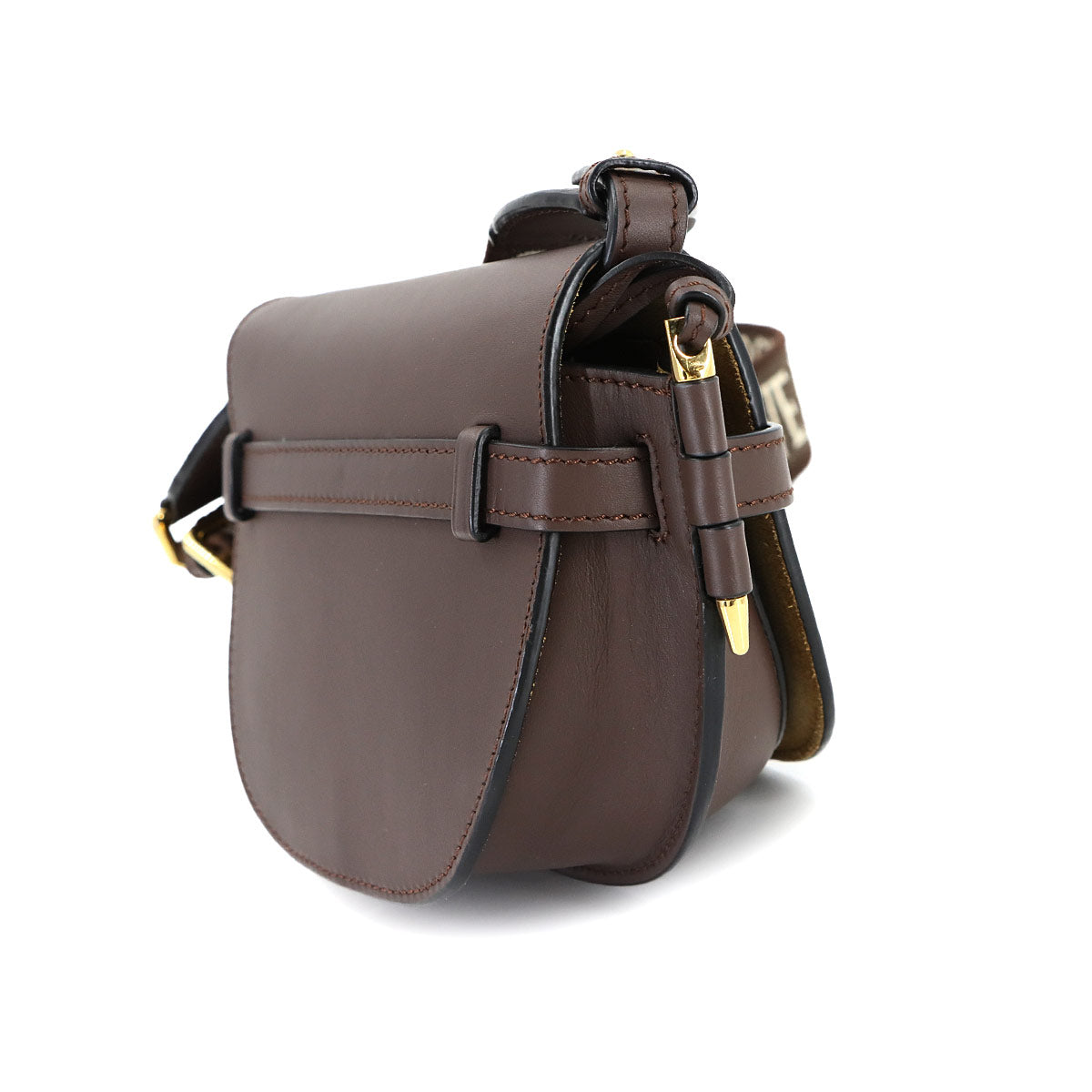 Mini Gate Dual Shoulder Bag Leather Chocolate Brown Purse