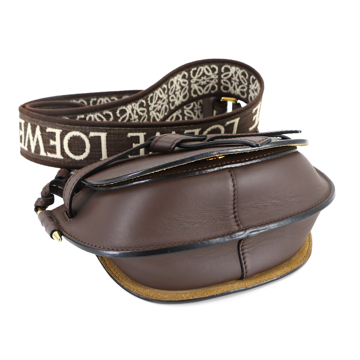 Mini Gate Dual Shoulder Bag Leather Chocolate Brown Purse