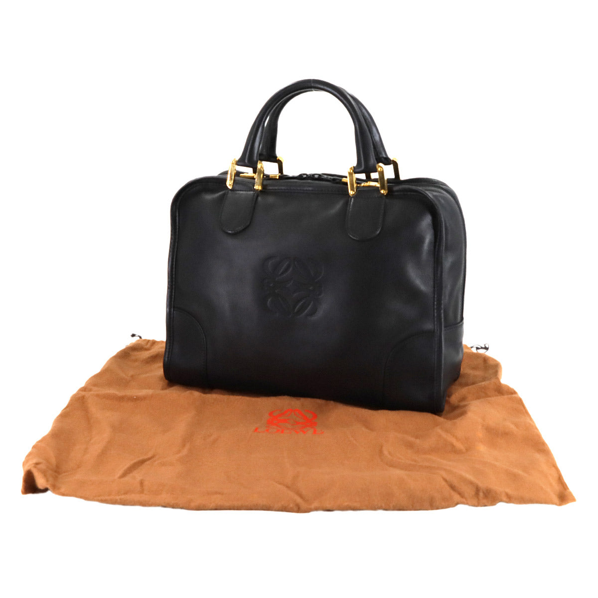 Amazona 32 Hand Bag Leather Black Anagram Purse