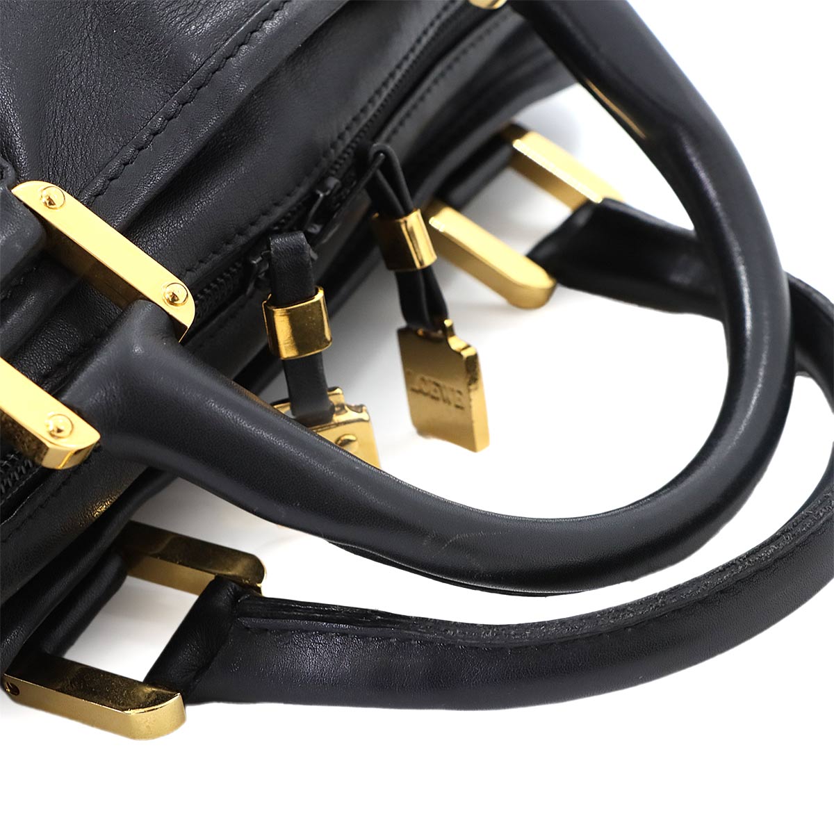 Amazona 32 Hand Bag Leather Black Anagram Purse