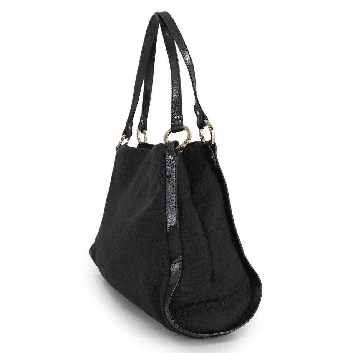 Zucca Shoulder Bag Canvas Leather Black 8BR652