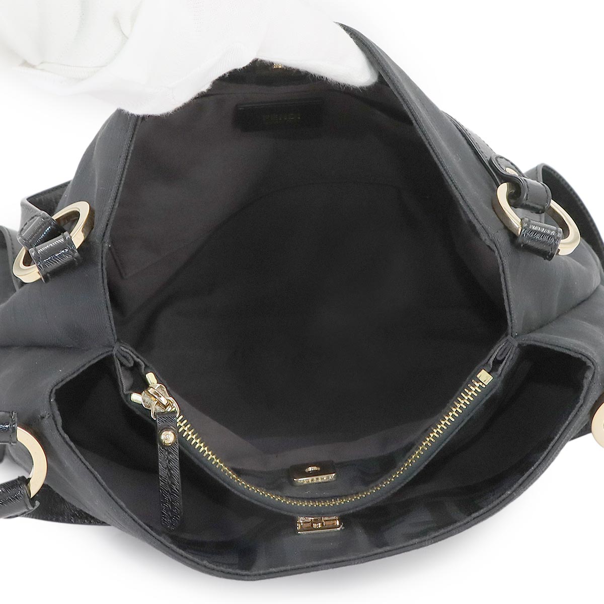 Zucca Shoulder Bag Canvas Leather Black 8BR652