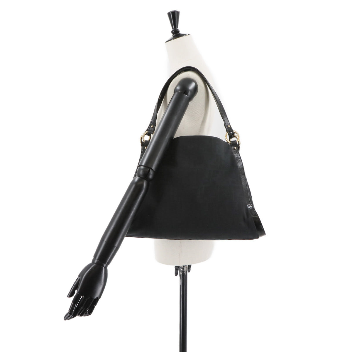 Zucca Shoulder Bag Canvas Leather Black 8BR652