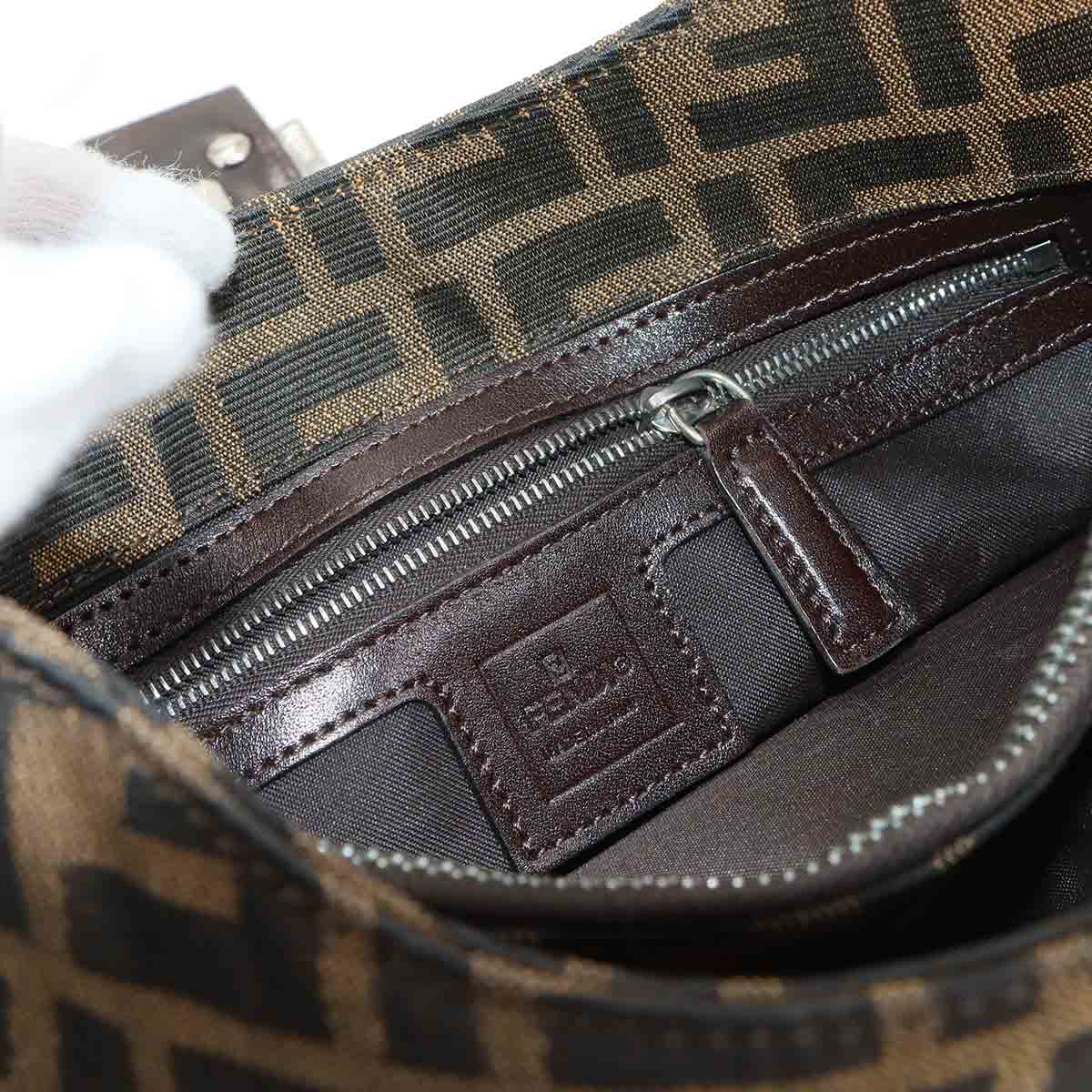 Zucca Shoulder Bag Canvas Leather Brown 16115 Purse