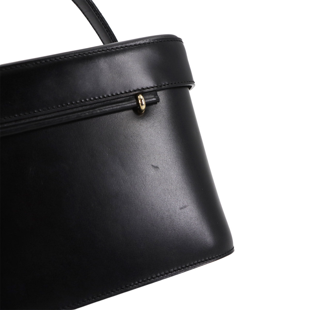 Star Ball Vanity Hand Bag Leather Black Vintage Purse