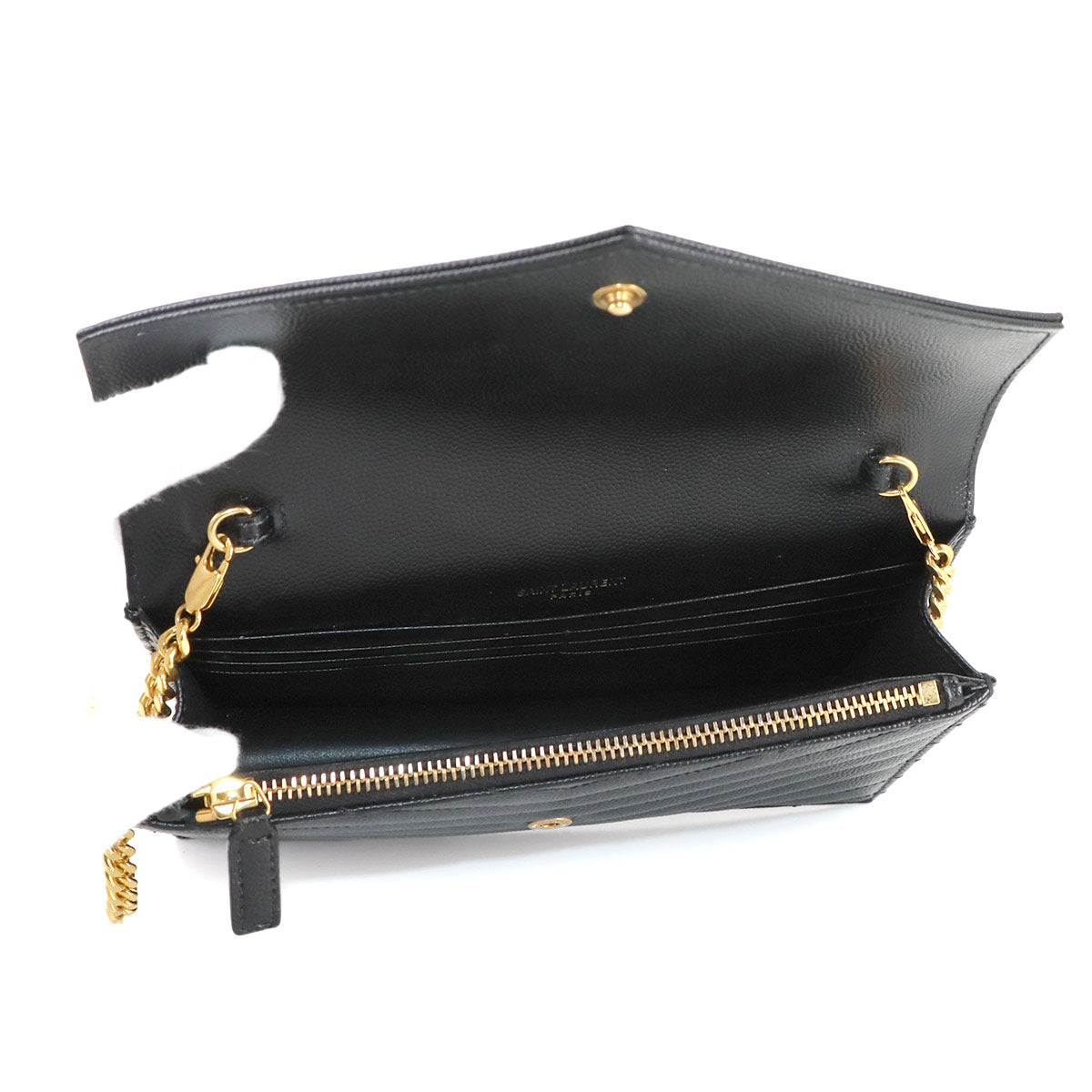 Cassandre Envelope Chain Wallet Leather Black 742920
