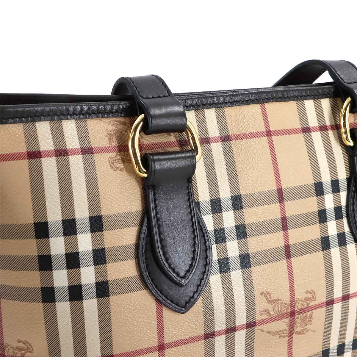 Haymarket Check Shoulder Bag PVC Leather Beige Brown Plaid