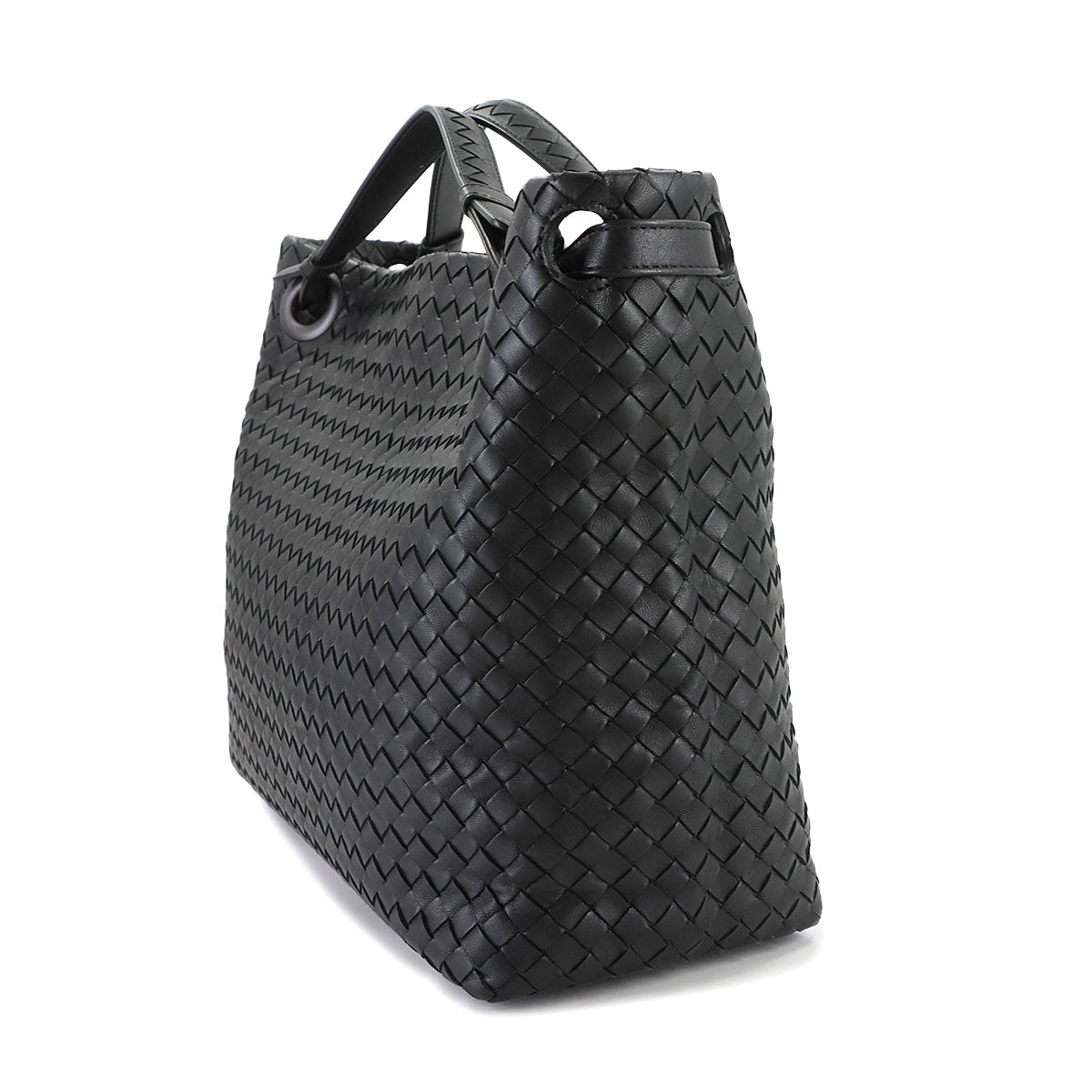 Intrecciato Medium Garda Tote Bag Leather Black 179320