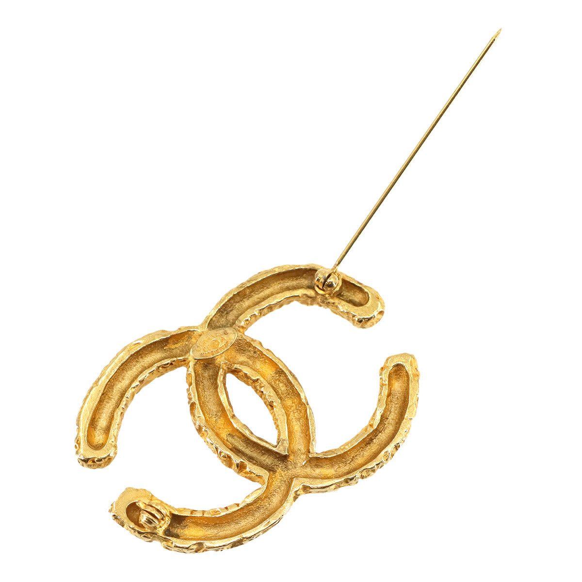 CHANEL Coco Logos Brooch Gold Accessory 93A Vintage