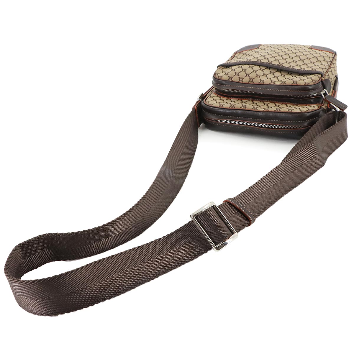 Macadam Shoulder Bag Canvas Leather Beige Brown Purse