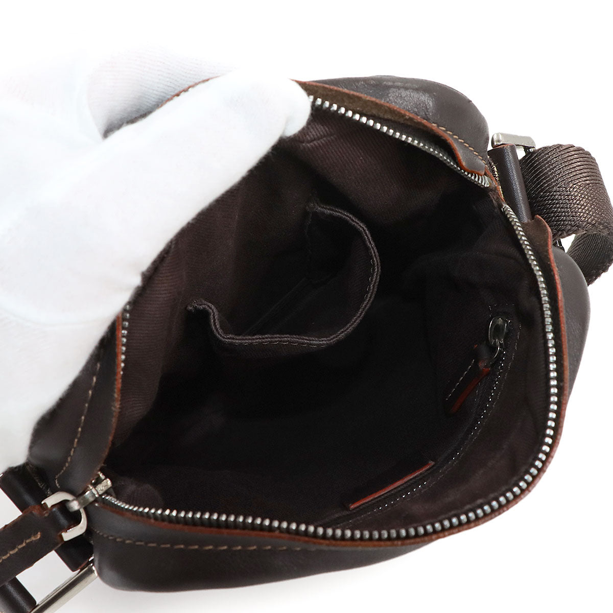 Macadam Shoulder Bag Canvas Leather Beige Brown Purse