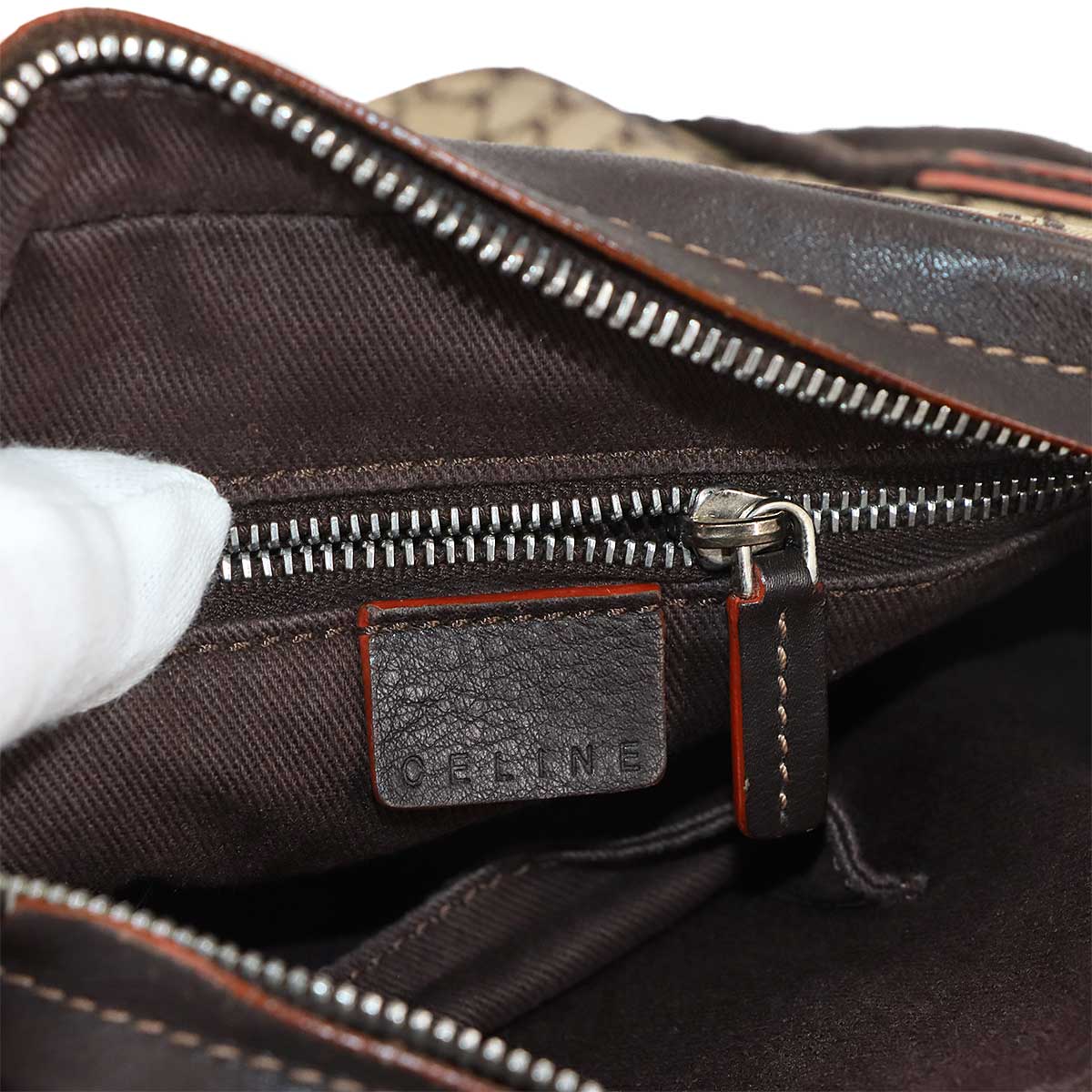 Macadam Shoulder Bag Canvas Leather Beige Brown Purse