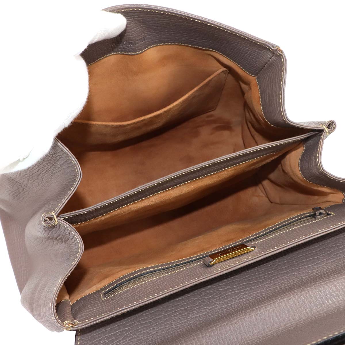 Hand Shoulder Bag Leather Greige Muted brown Purse