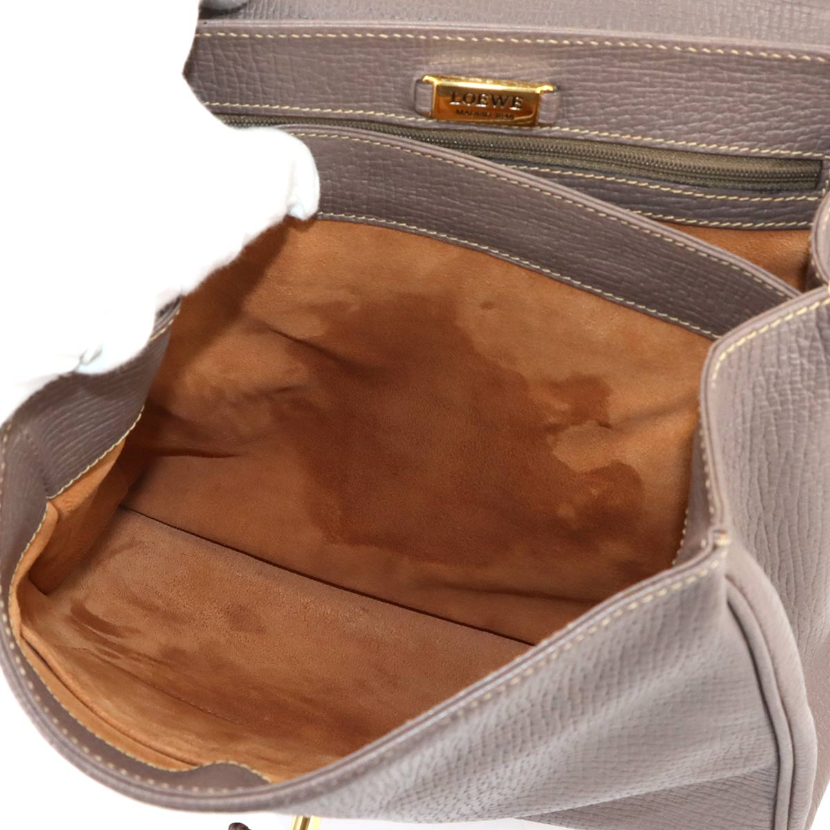 Hand Shoulder Bag Leather Greige Muted brown Purse