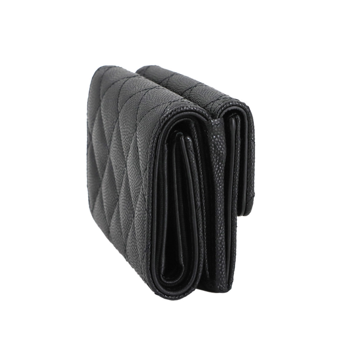 Matelasse Compact Wallet Leather Black AP3081 Heart Spade