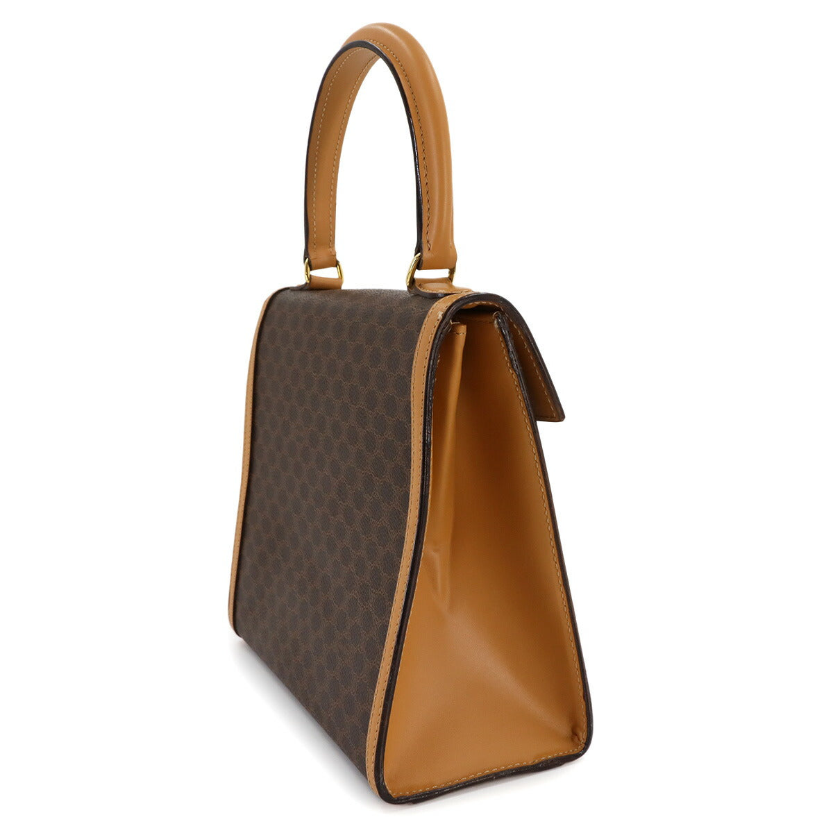 Macadam Gancini Hand Bag PVC Leather Brown Vintage Purse