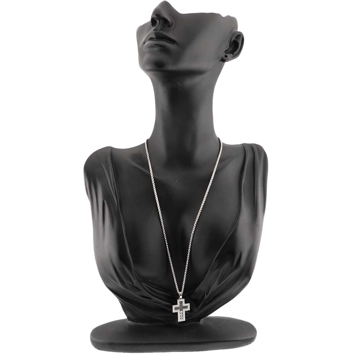 Happy Diamond Cross Necklace 18K White Gold 750