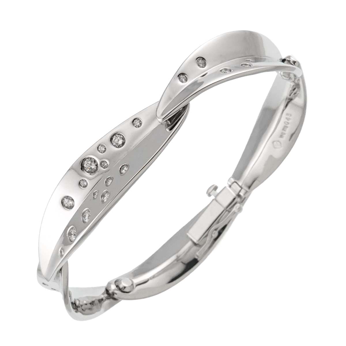 Diamond 0.45ct Bracelet Bangle 18K White Gold 750