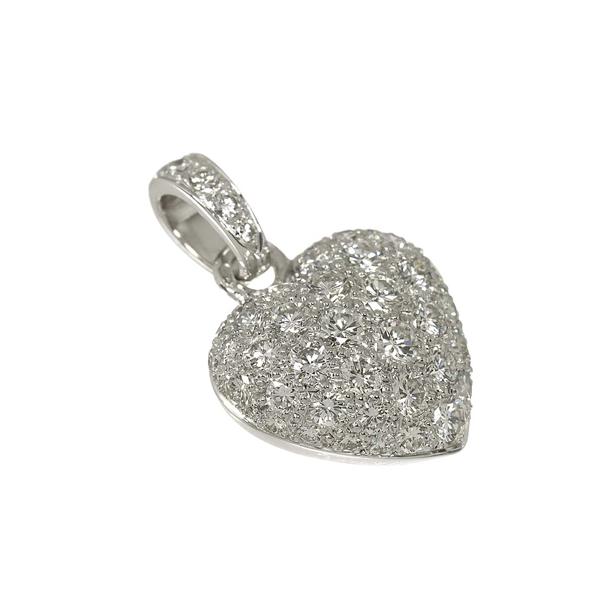 HeartMotif Pave Diamond Pendant Top Charm 18K White Gold 750