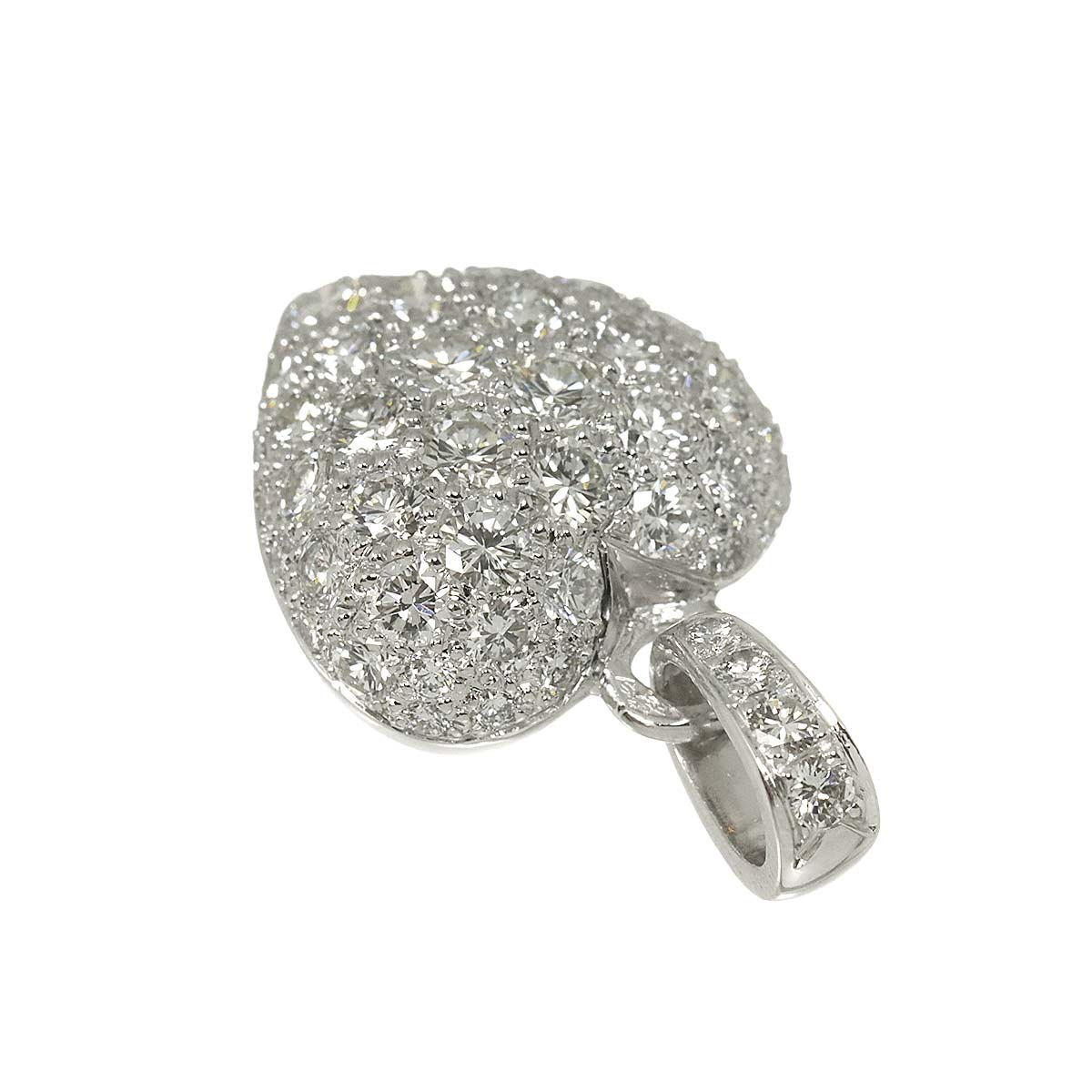 HeartMotif Pave Diamond Pendant Top Charm 18K White Gold 750