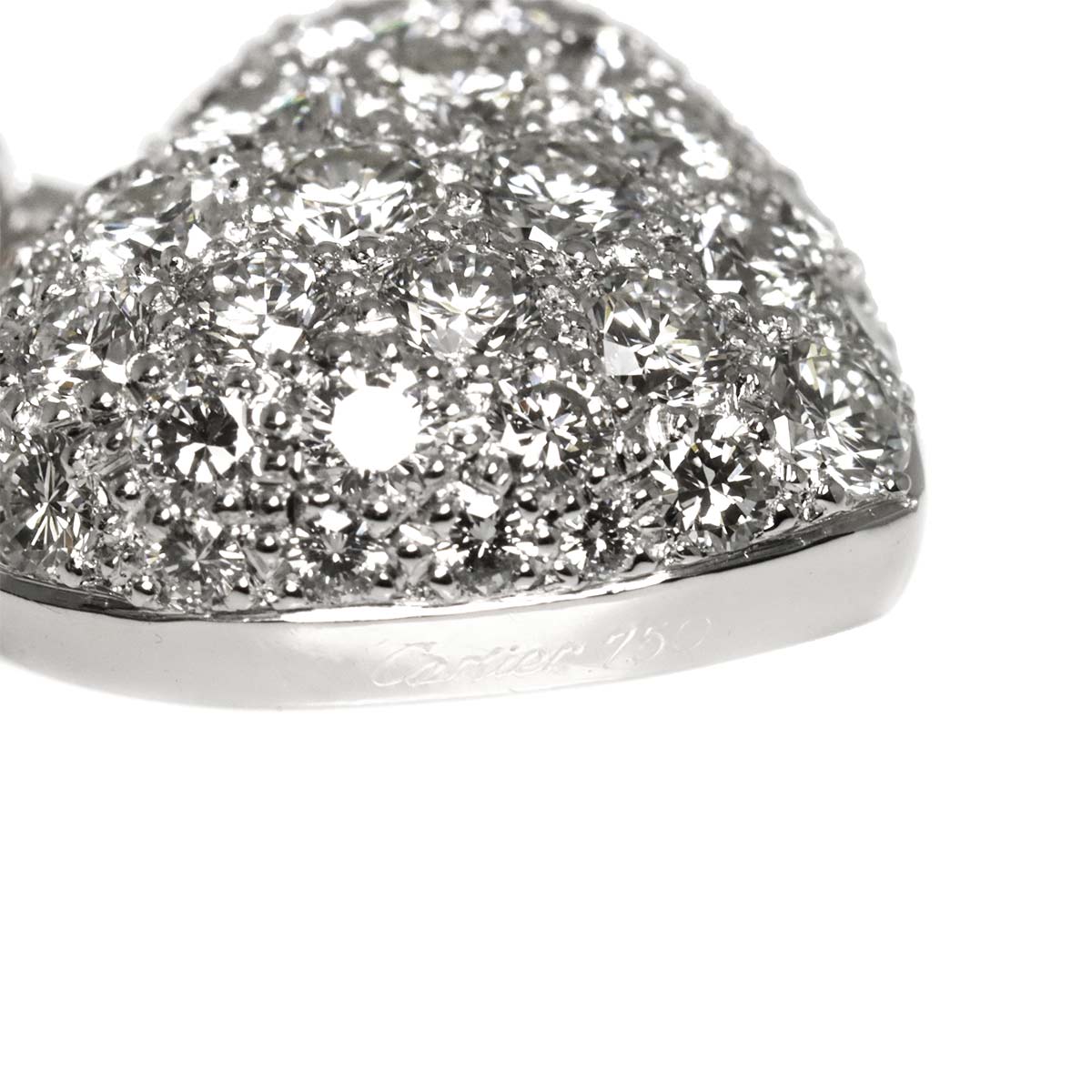 HeartMotif Pave Diamond Pendant Top Charm 18K White Gold 750