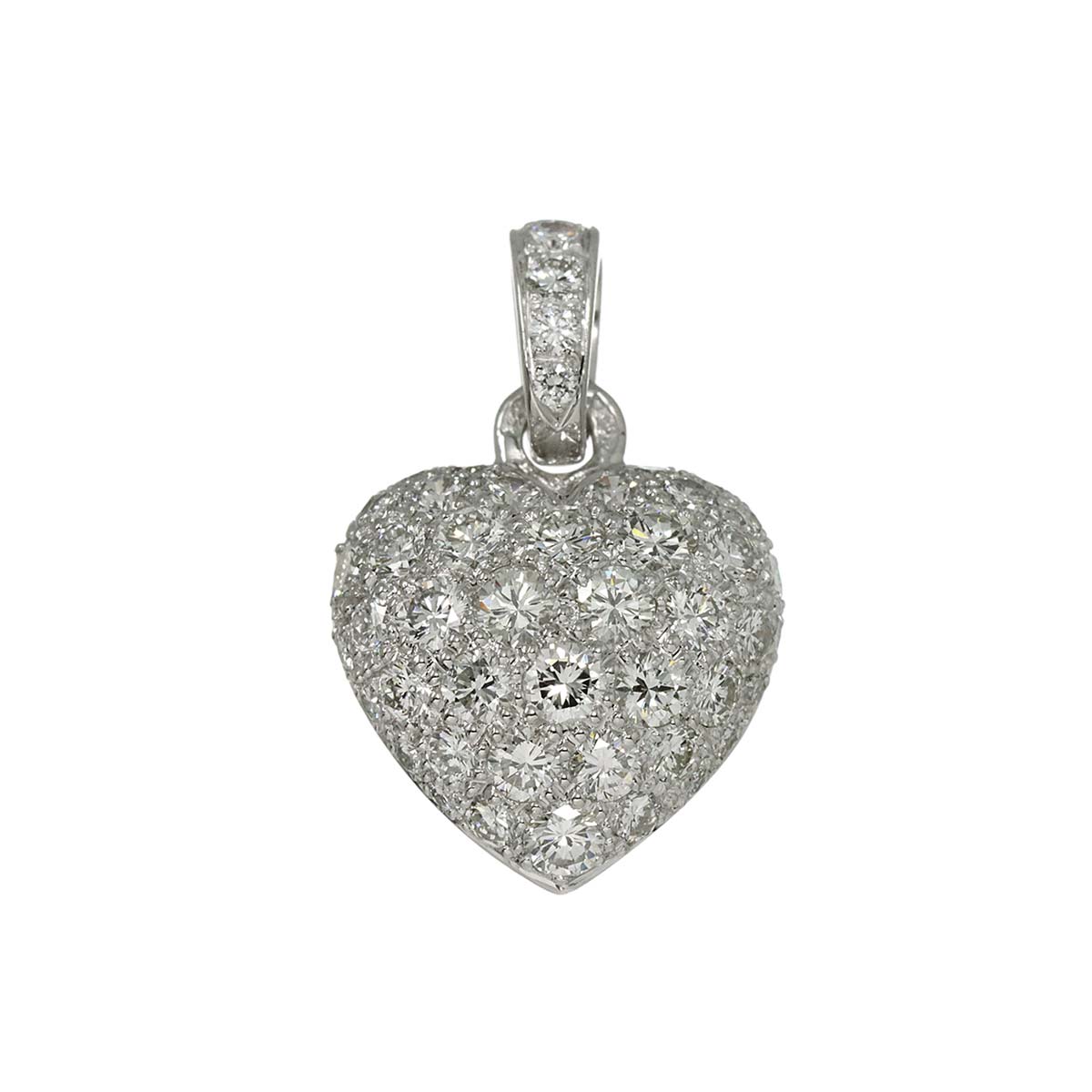 HeartMotif Pave Diamond Pendant Top Charm 18K White Gold 750