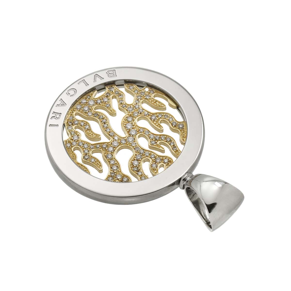 Tondo Fire Diamond Pendant Top 18K YG 750 SS