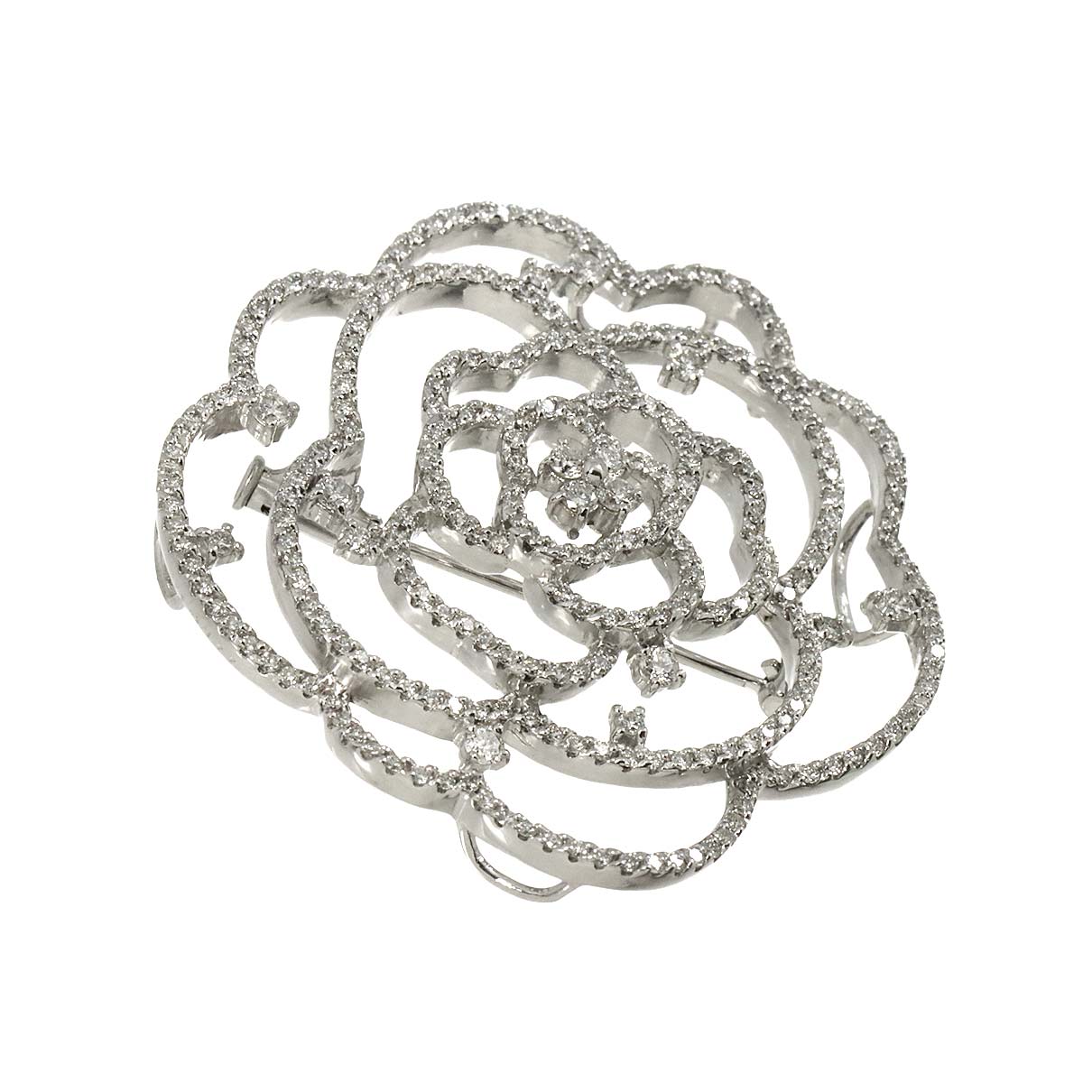 Diamond 1.77ct Brooch 18K WG White Gold 750