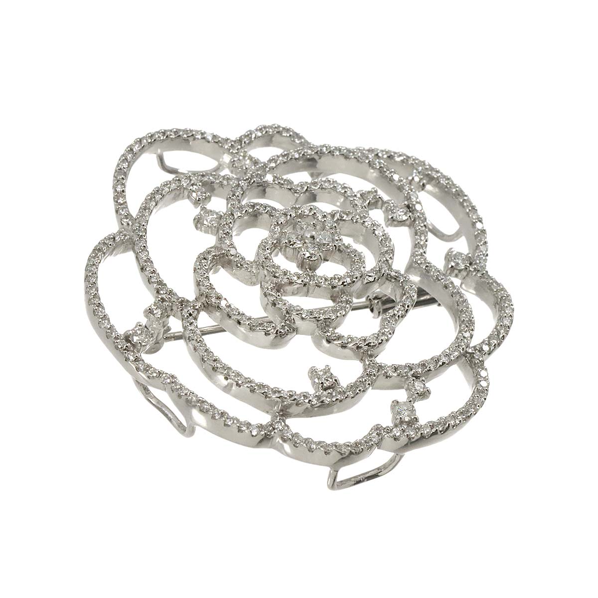 Diamond 1.77ct Brooch 18K WG White Gold 750