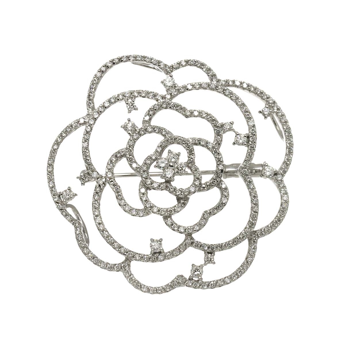 Diamond 1.77ct Brooch 18K WG White Gold 750