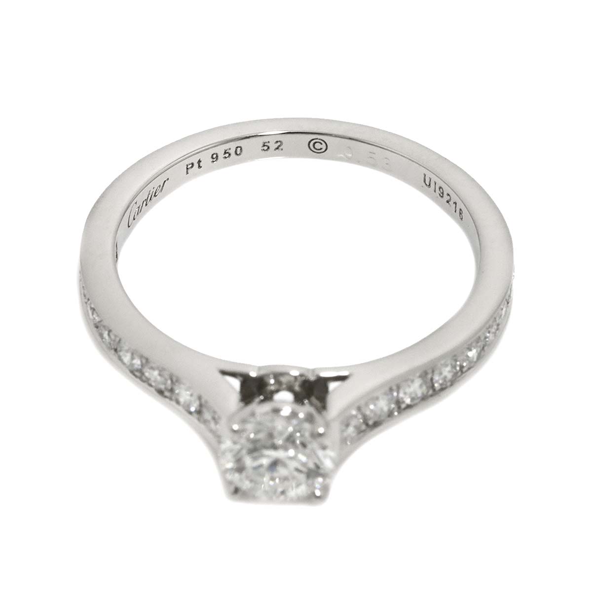 Diamond 0.53ct H/VS2/3EX Ring Platinum size52 6(US)