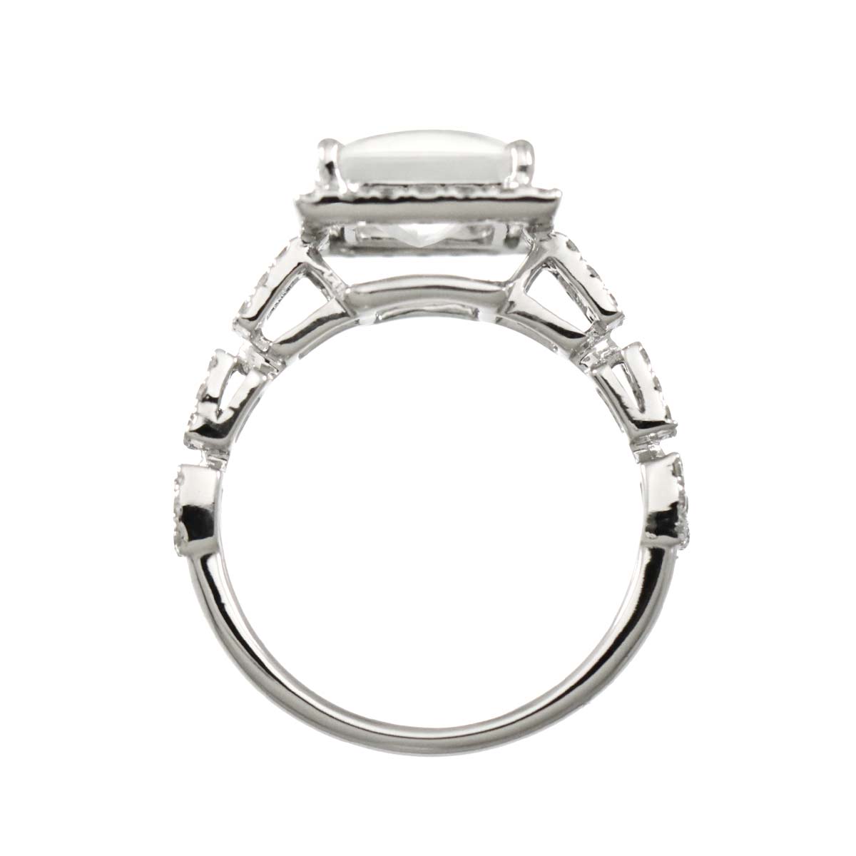 Felspar 2.14ct Diamond 0.49ct Ring 18K K18 WG White Gold size6(US)