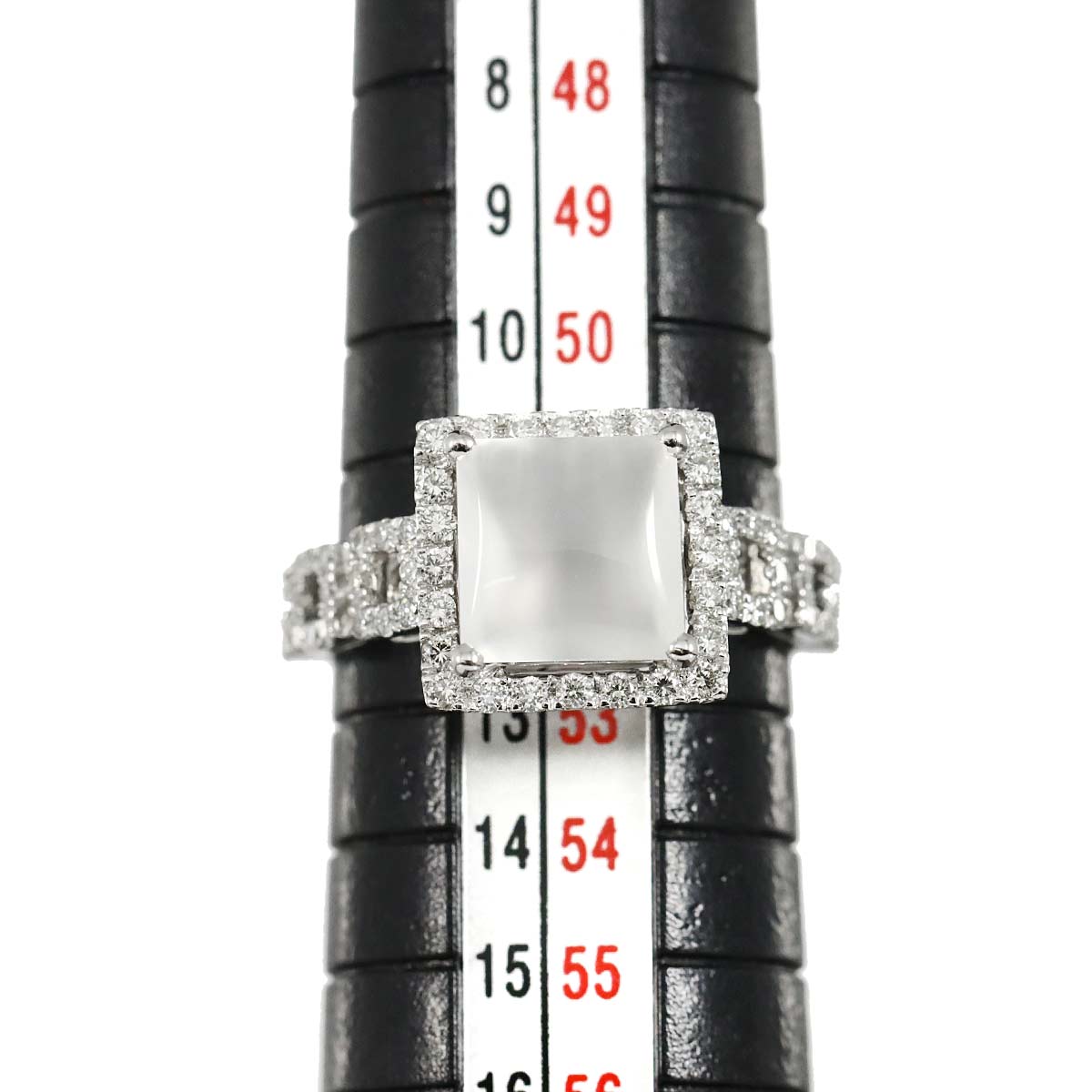 Felspar 2.14ct Diamond 0.49ct Ring 18K K18 WG White Gold size6(US)