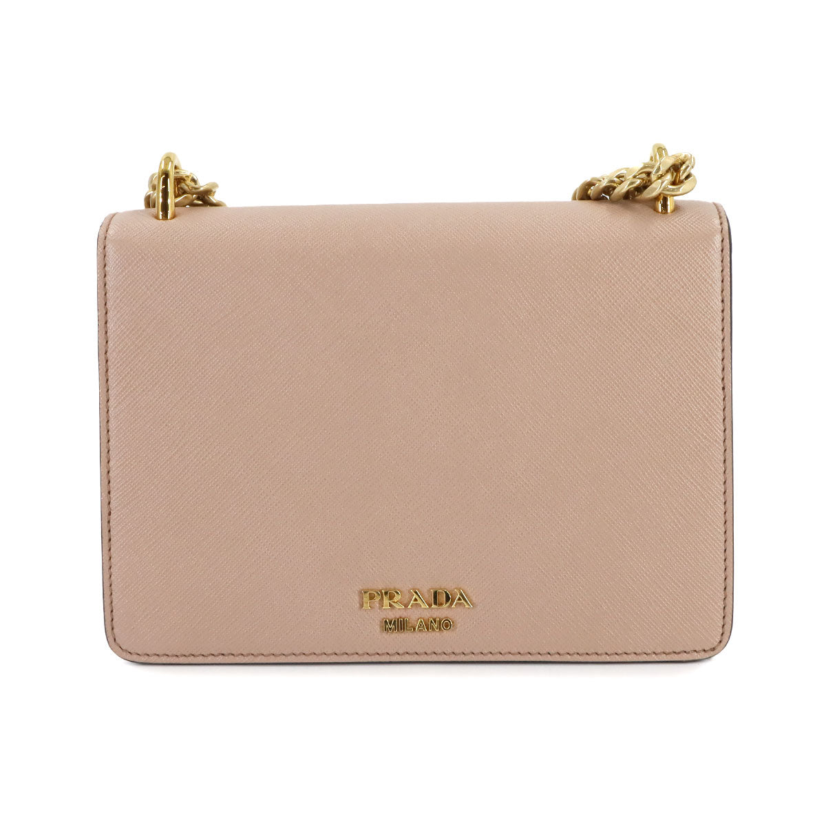 Chain Shoulder Bag Saffiano Leather Beige 1BD200 Purse