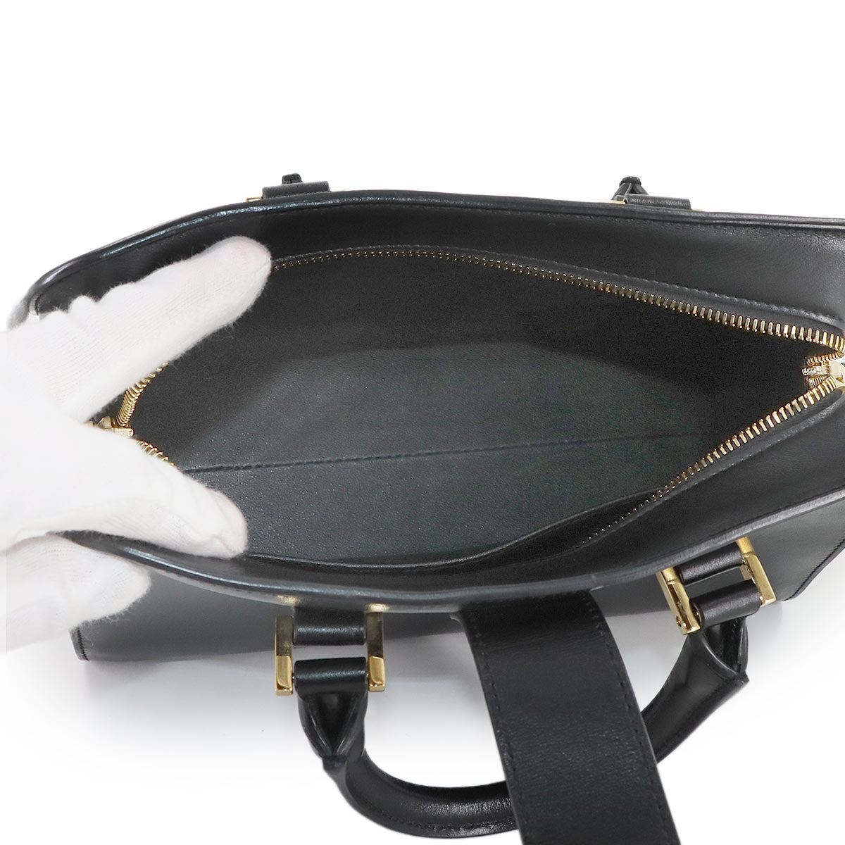 Baby Cabas Hand Shoulder Bag Leather Black 472466