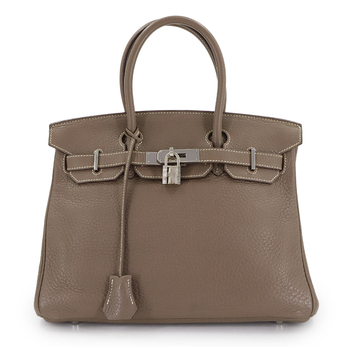 Birkin 30 Taurillon Clemence Etoupe Hand Bag Purse Beige