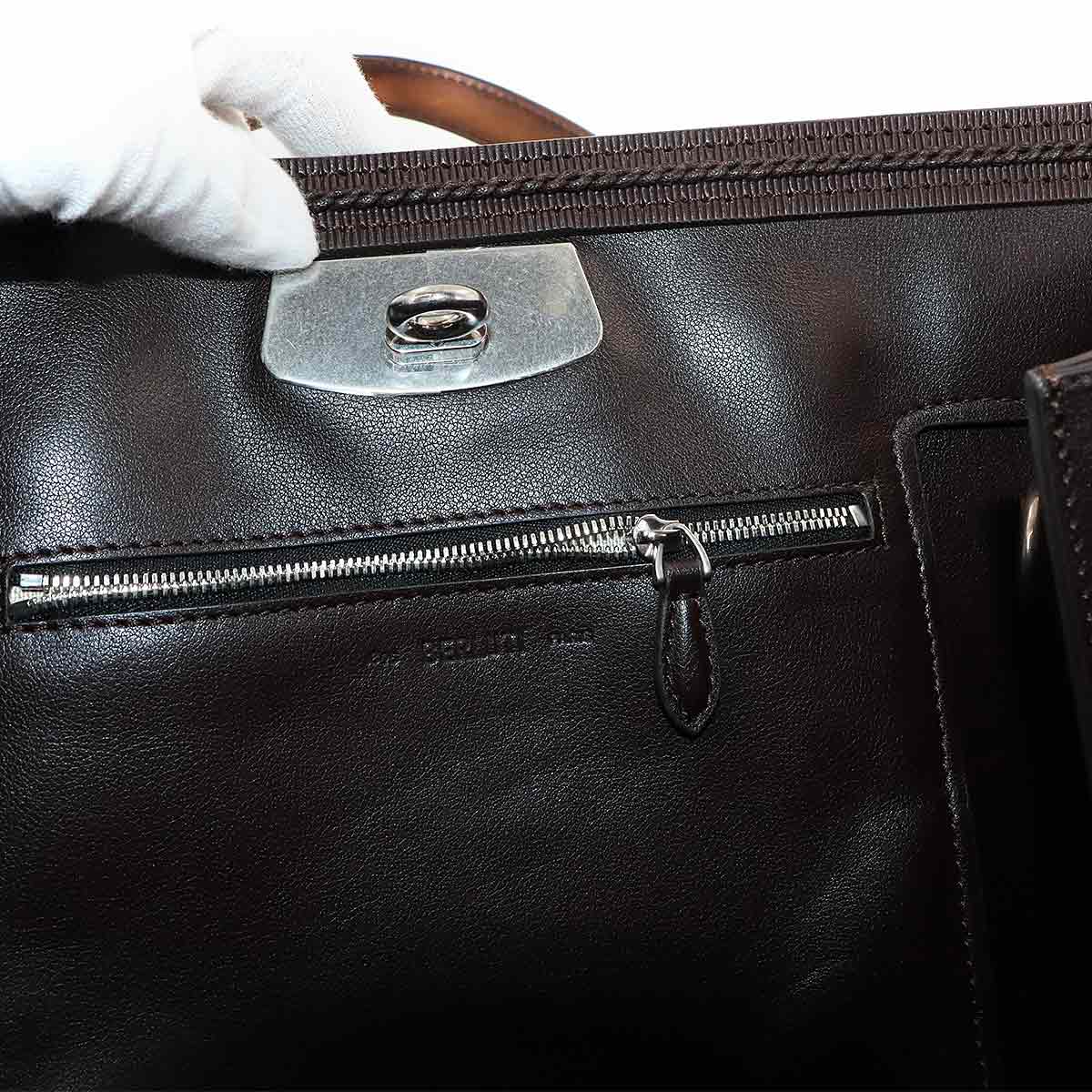 Luti 38 Tote Shoulder Bag Venezia Leather Brown Purse