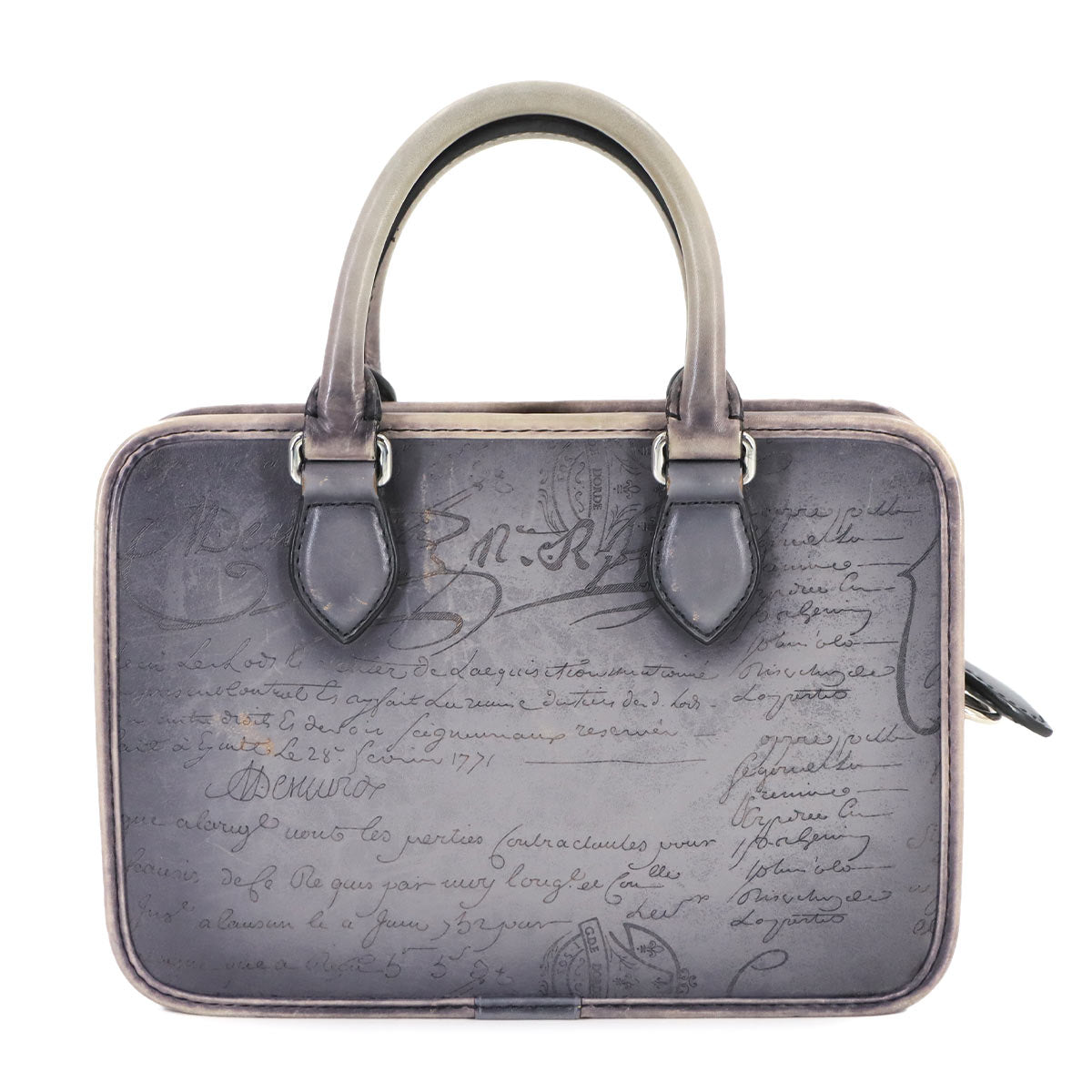 Calligraphy Unjour Gulliver 2way Hand Bag Venezia Leather Gray