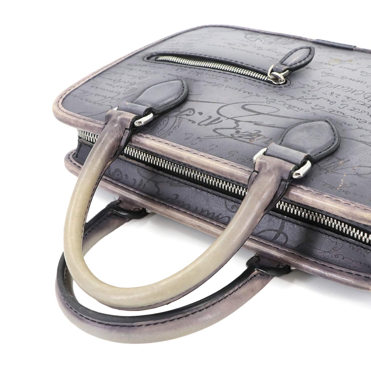 Calligraphy Unjour Gulliver 2way Hand Bag Venezia Leather Gray