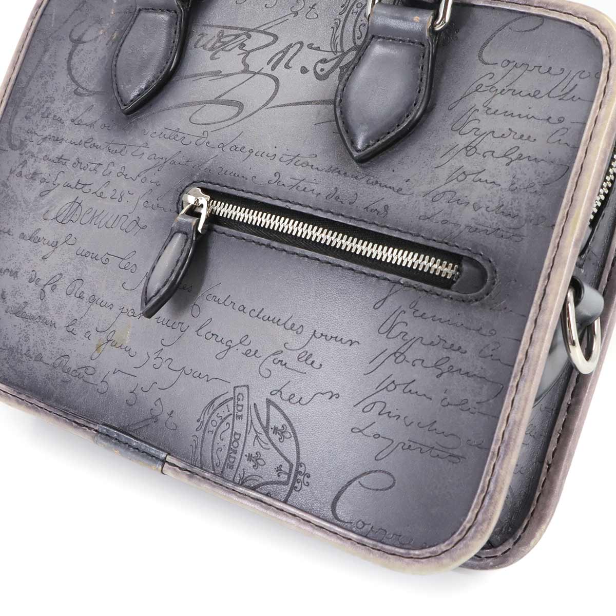 Calligraphy Unjour Gulliver 2way Hand Bag Venezia Leather Gray