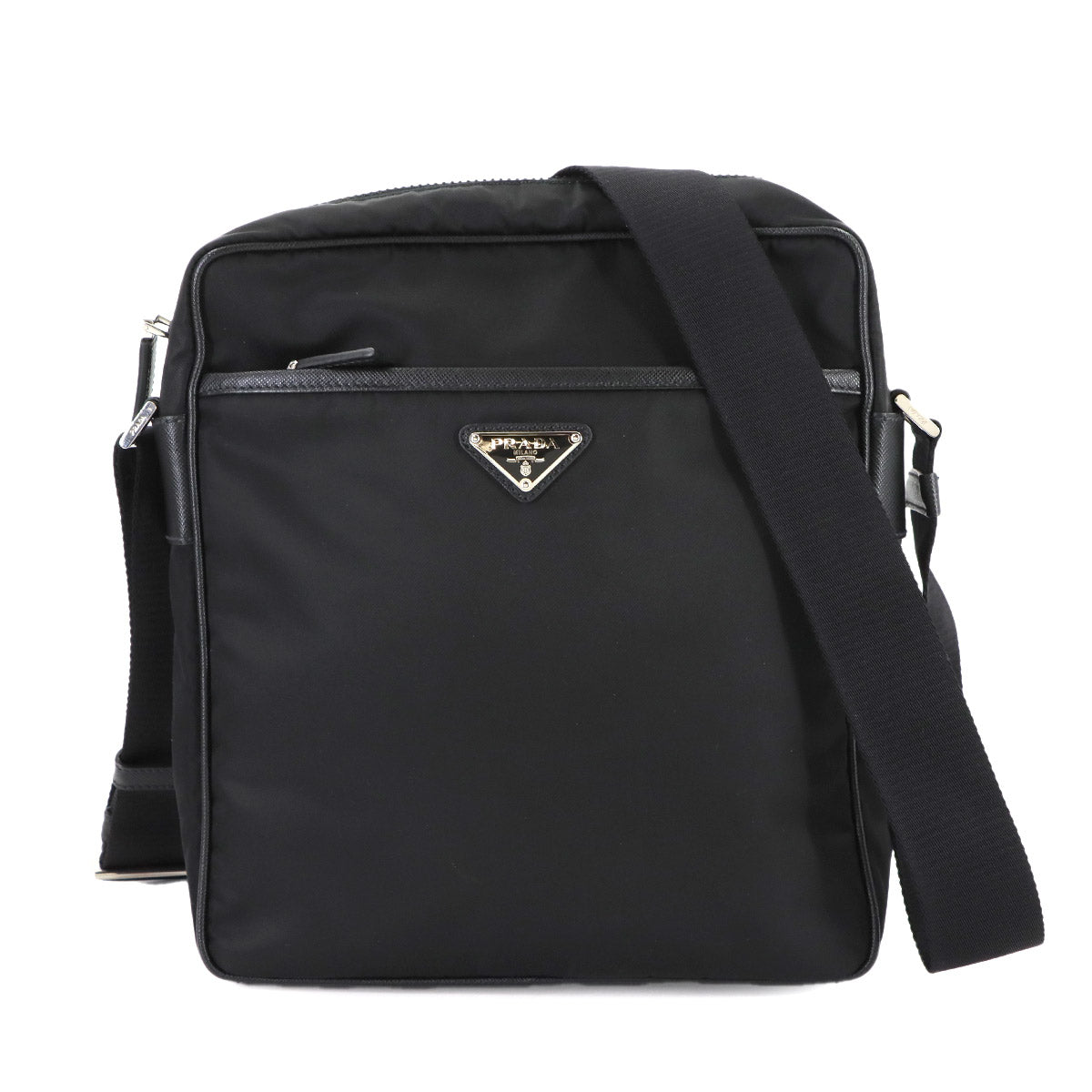 Shoulder Bag Nylon Saffiano Leather Nero Black 2VH002 Purse