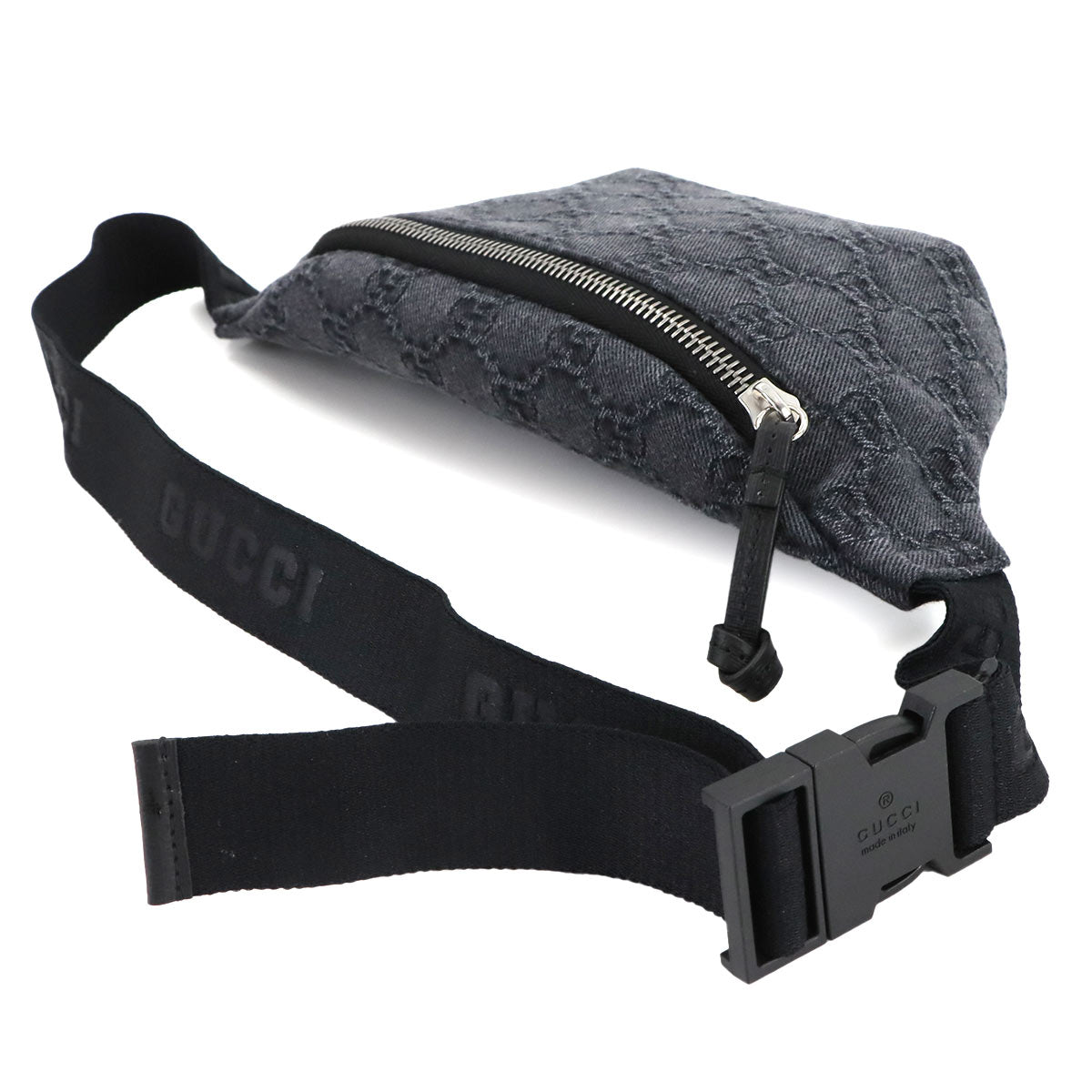 Childrens Crossbody Bag GG Denim Leather Black 502095 Purse