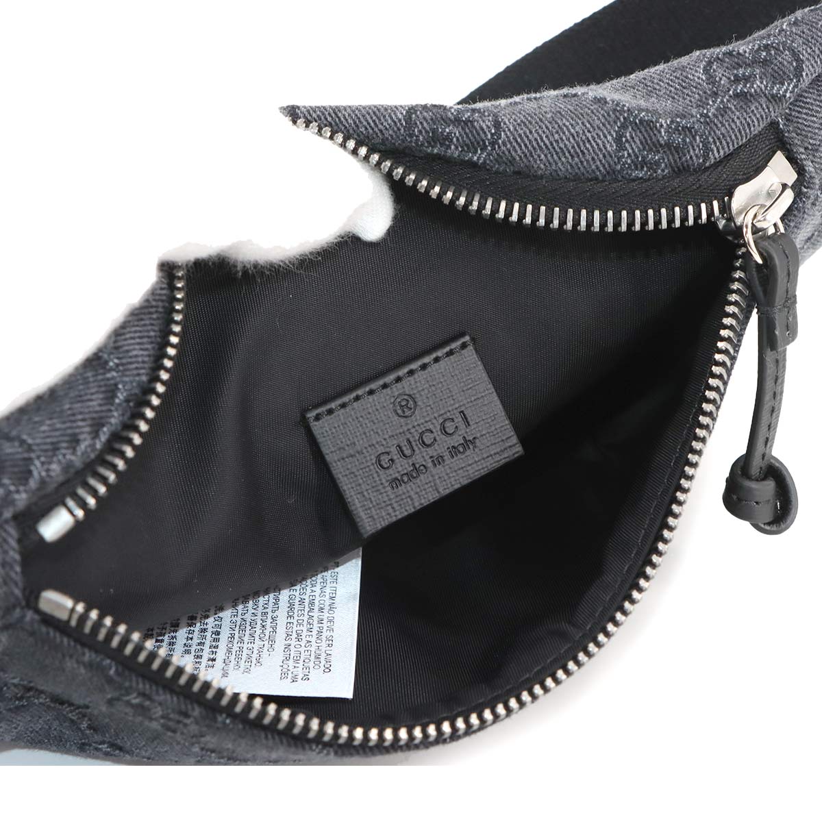 Childrens Crossbody Bag GG Denim Leather Black 502095 Purse