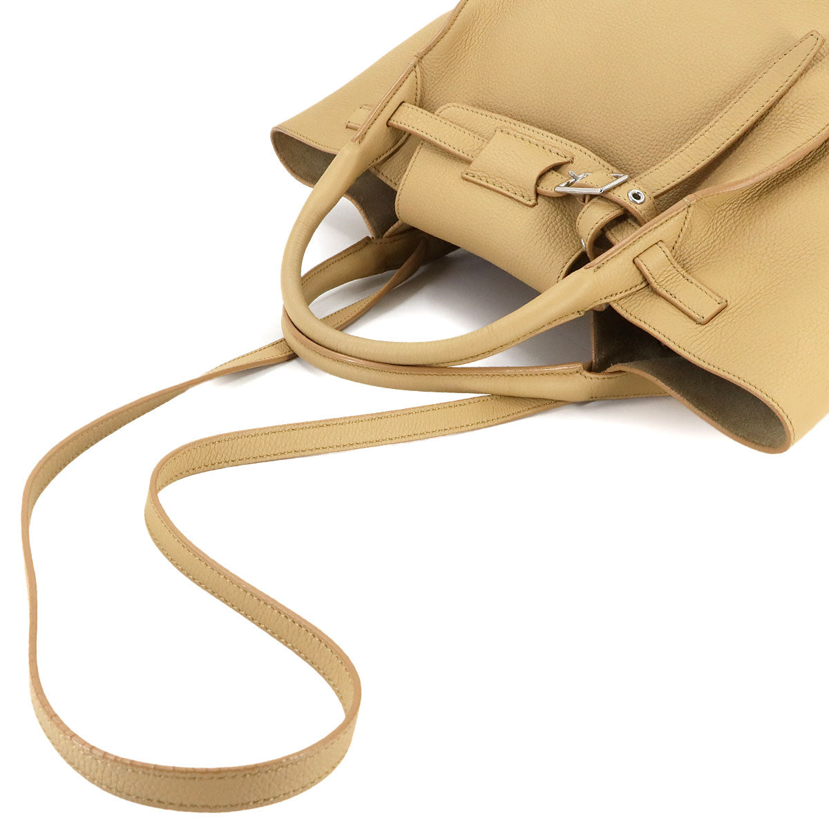 Big Bag Small With Longstrap Hand Shoulder Bag Leather Beige