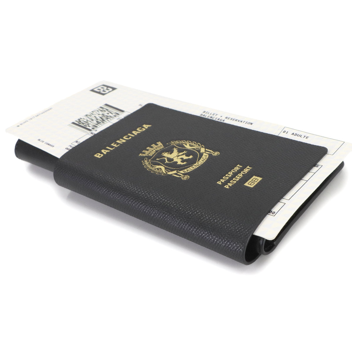 Passport Long Wallet 1Ticket Leather Black 787774