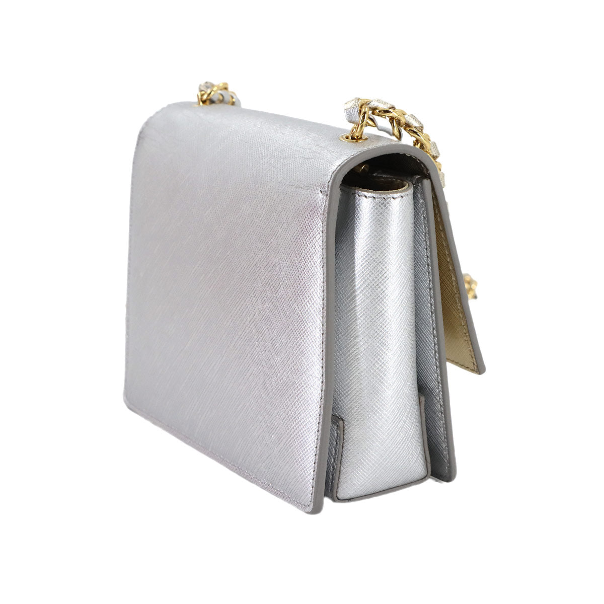 Vara Chain Shoulder Bag Leather Metalic Silver Gold