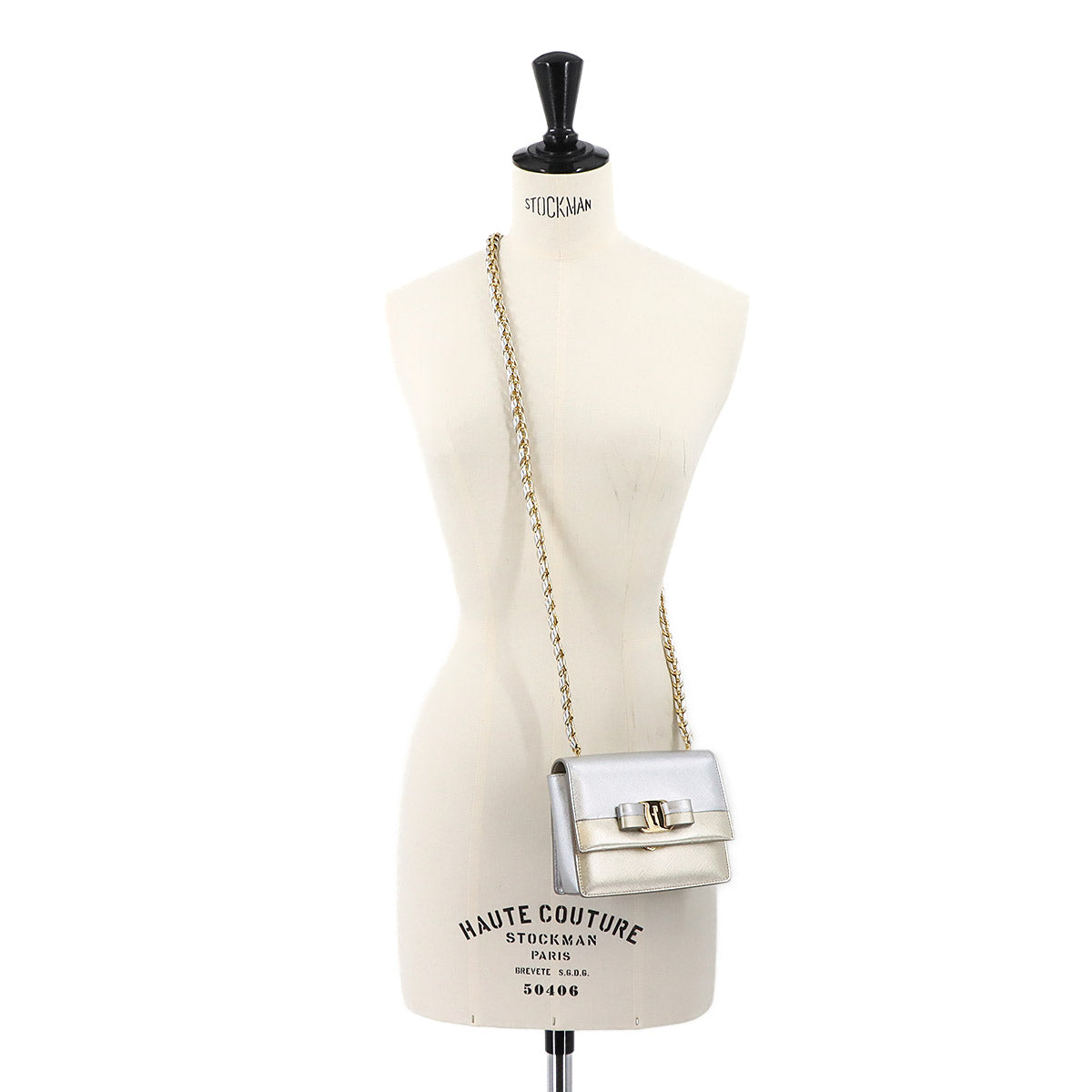 Vara Chain Shoulder Bag Leather Metalic Silver Gold